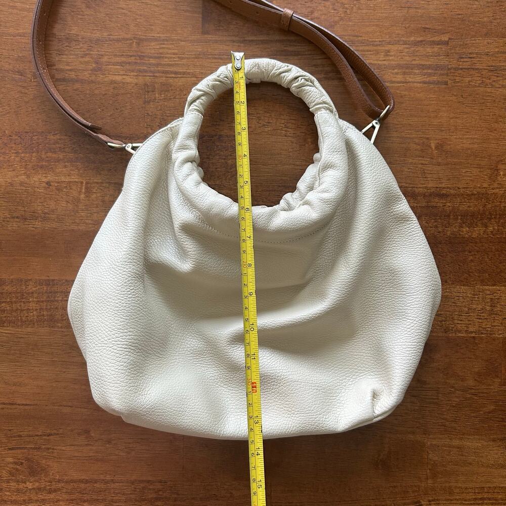 Sundance White Leather Handbag, Ruched Handle, made in Italy - Picture 10 of 11